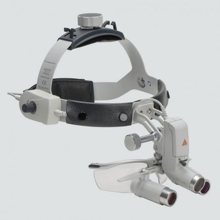 Heine ML4 LED HRP 4x - налобный светодиодный осветитель ML4 LED в комплекте с бинокулярными лупами HRP 4x и защитным щитком S-Guard