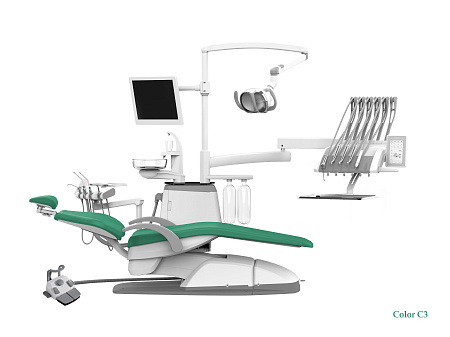 SILVERFOX 8000C-SRS0 Classic – Стоматологическая установка с верхней подачей и мягкой обивкой