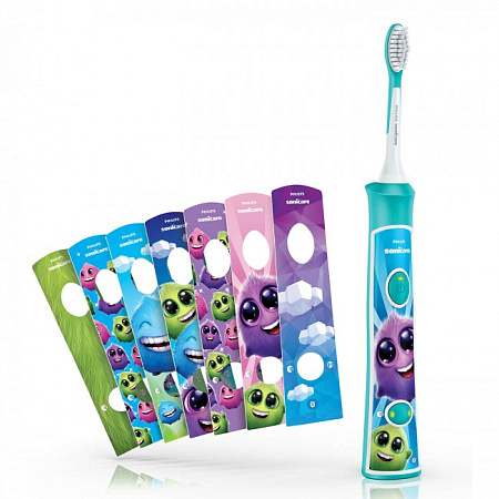 Philips Sonicare For Kids HX6392/02 - звуковая зубная щетка с 2-мя насадками и 8 сменными стикерами